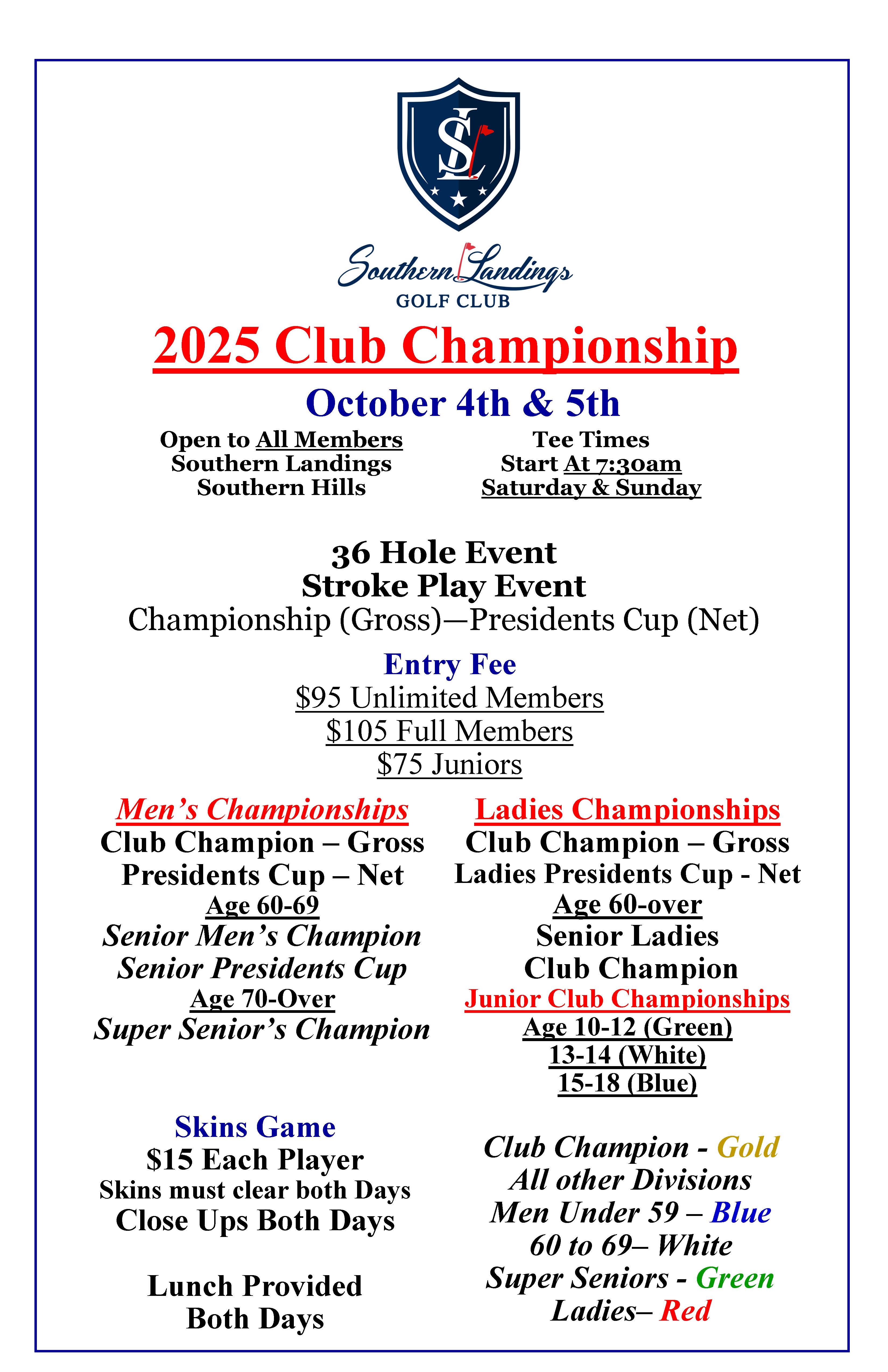 Club Championship flyer